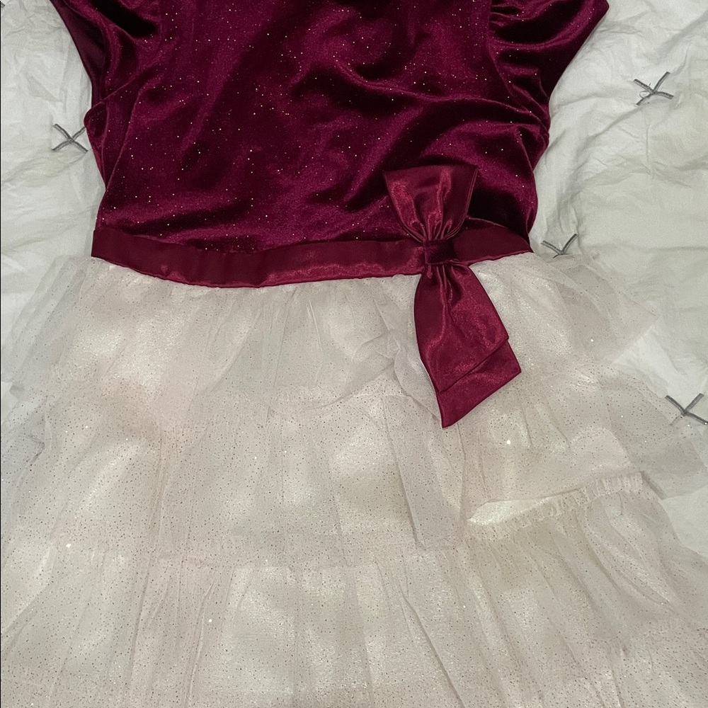 Jona Michelle Burgundy and White Kids Dress - Picture 6 of 6